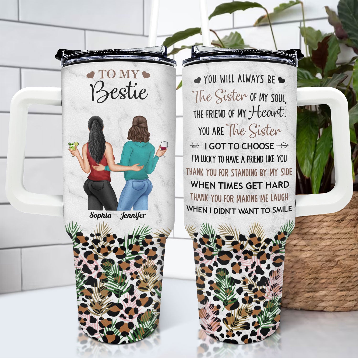 Tumbler With Straw – “Thank You for Standing By Me” – Custom BFF Birthday Gift, Insulated Stainless Steel Travel Mug