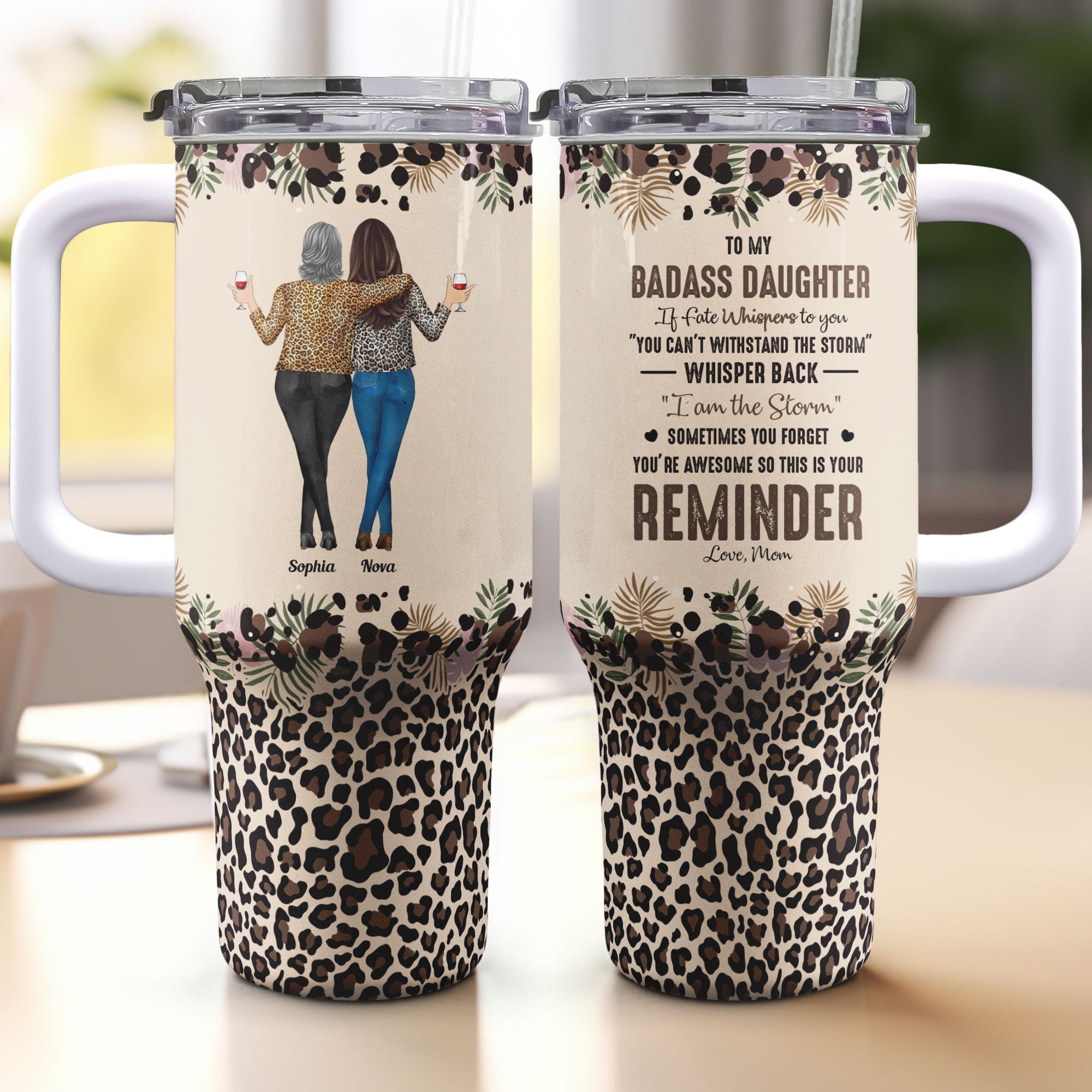 “I Am the Storm” 40oz Tumbler for Daughter – Custom Stainless Steel Insulated Cup With Straw