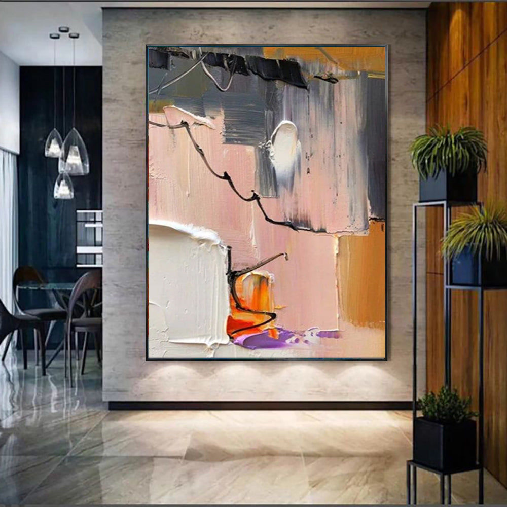Modern Handmade Abstract Oil Painting on Canvas – Luxury Wall Art for Living Room