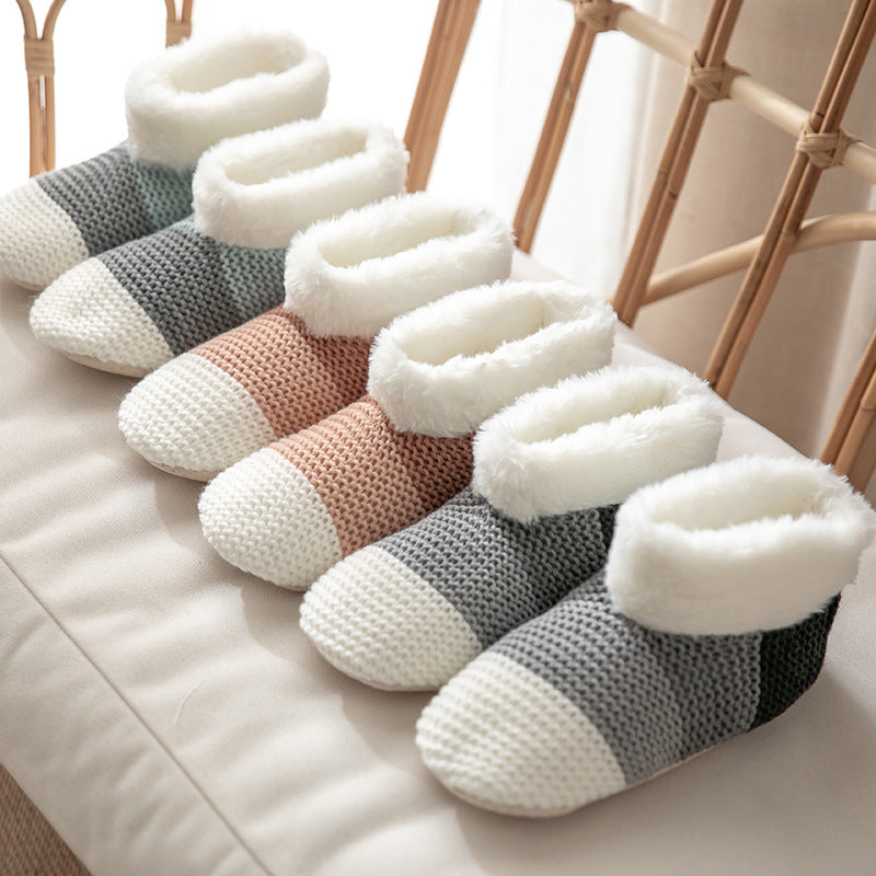 Women’s Plush Color-Matching Indoor Floor Socks – Non-Slip, Warm Winter Home Socks