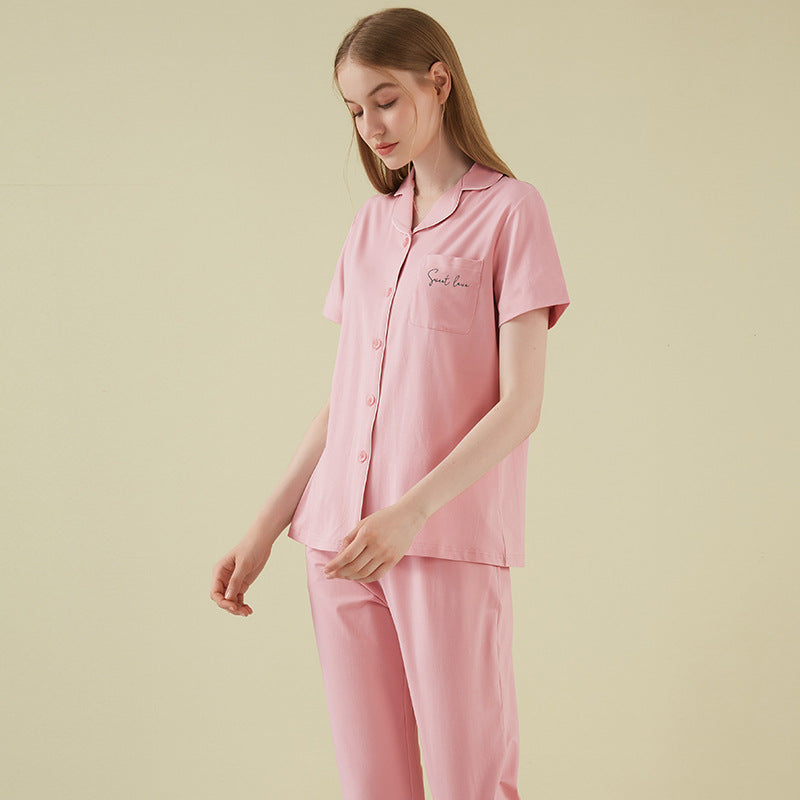 Soft Cotton Loungewear Set for Women – Lightweight 2-Piece Top & Trousers