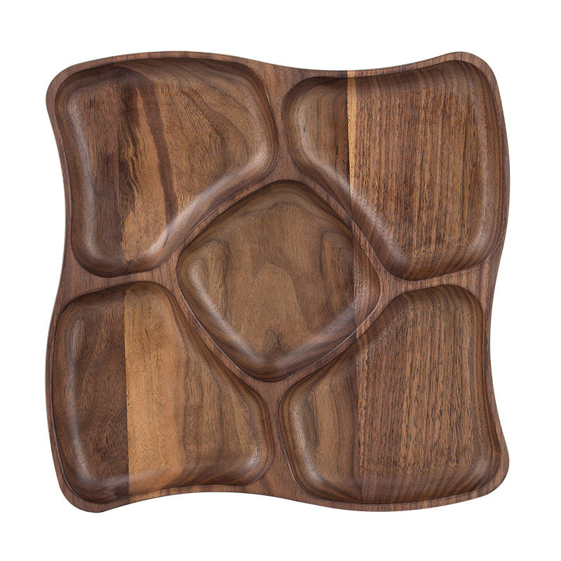 Luxury Wooden Fruit Plate – Fish, Leaf & Square Design Serving Tray
