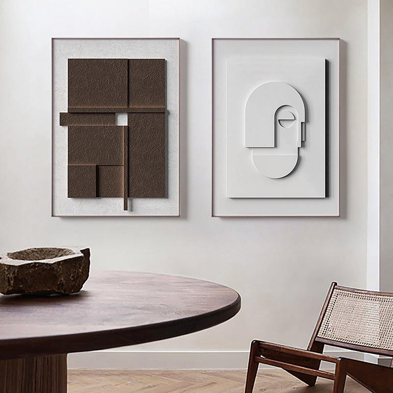Abstract Geometric Morandi Canvas Painting – 3D Silent Style Wall Art