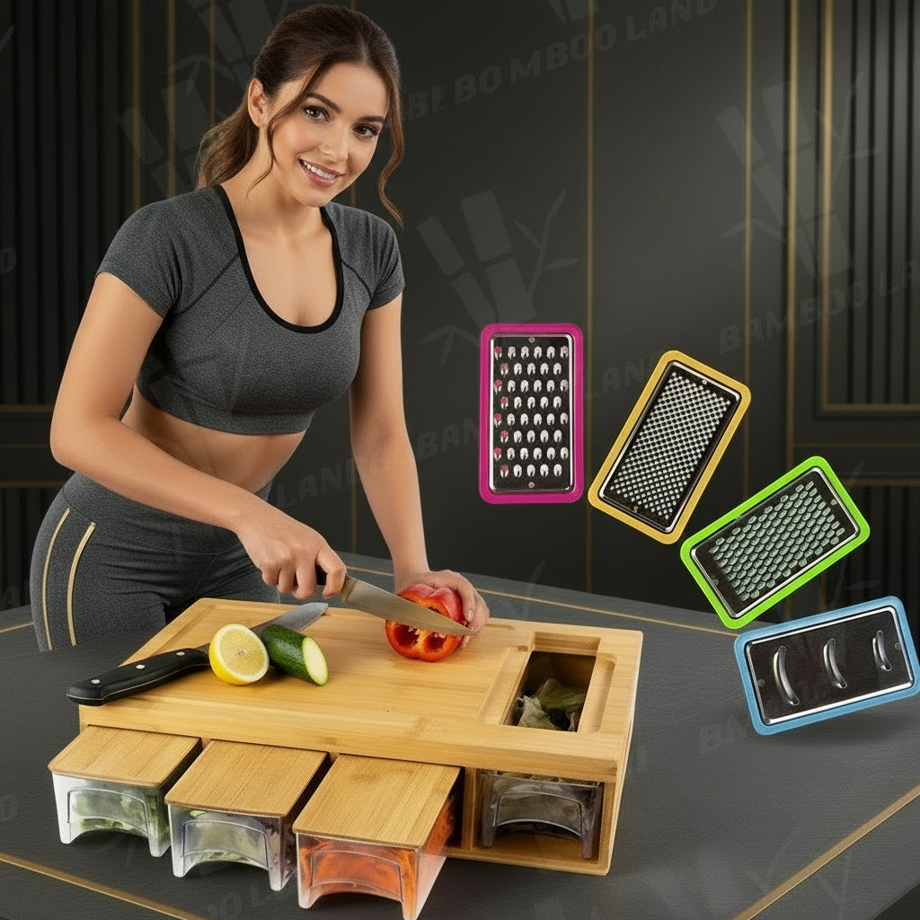 Premium Square Bamboo Cutting Board – Modern Minimalist, Mildew-Proof, Durable