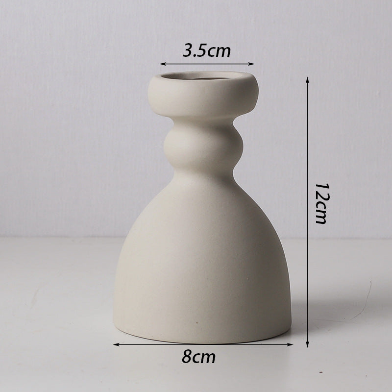 Minimalist Ceramic Vase & Pillar Candle Holder – Living Room Decor Ornament