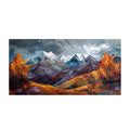 Handmade Snow Mountain Oil Painting on Canvas – Modern Autumn Landscape Wall Art