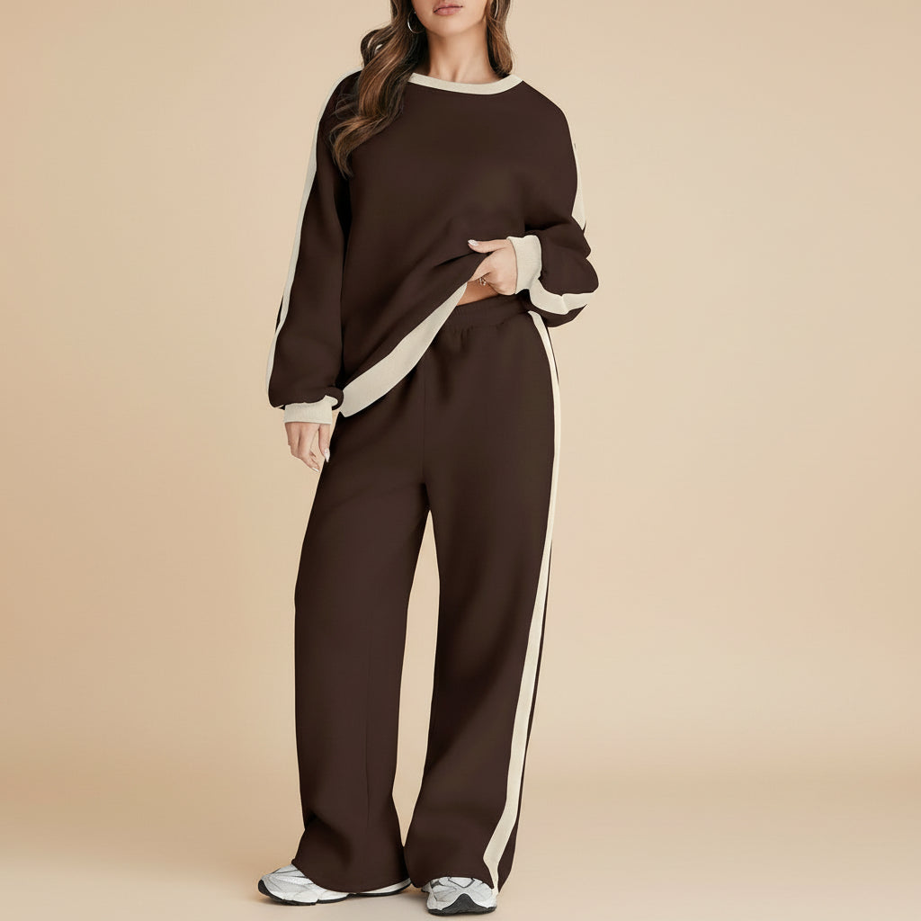 Streetwear Spliced Tracksuit Set – Hipster Long Sleeve Top & Pants | Women’s Street Fashion Outfit