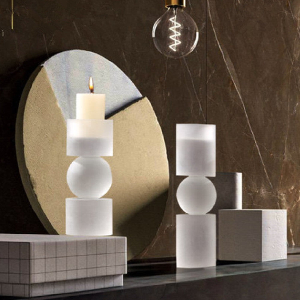 Modern Crystal Candle Holder – Frosted Electroplated Decorative Candlestick