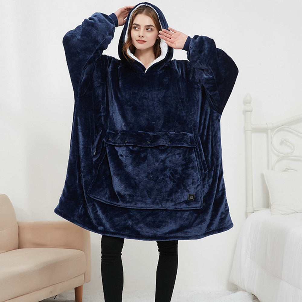 Heated Oversized Hoodie Blanket – Cozy Sherpa Wearable Blanket