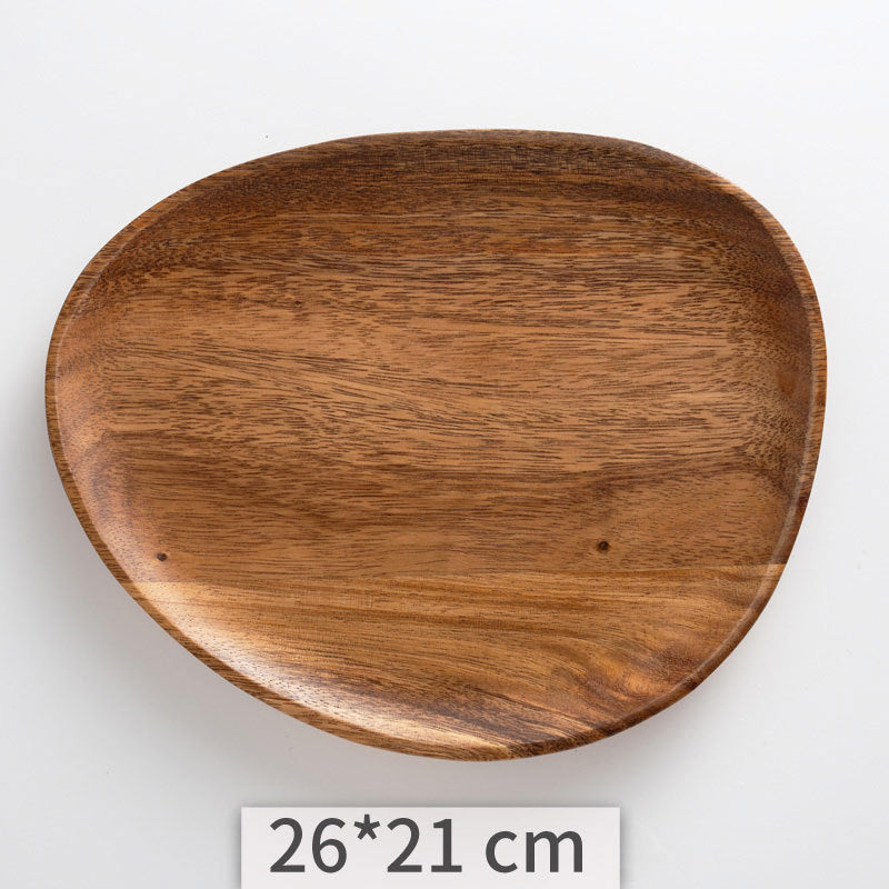 Acacia Wooden Tray – Irregular Shape Plain Tableware for Home & Dining