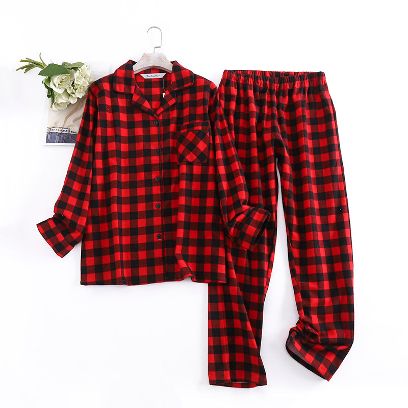 Checkered Women’s Pajamas Set - Red and black
