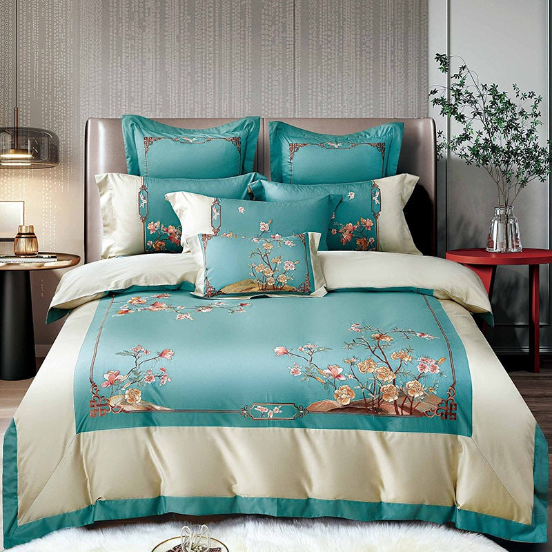 Light Luxury Embroidered Skin-Friendly Quilt Cover Bedding – Soft Satin Cotton