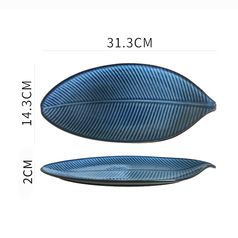 Japanese Leaf-Shaped Ceramic Plate – Elegant Home & Restaurant Tableware