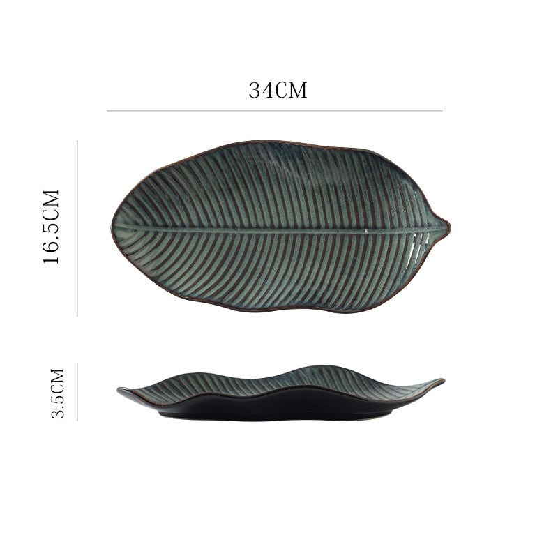 Japanese Leaf-Shaped Ceramic Plate – Elegant Home & Restaurant Tableware