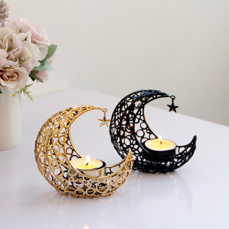 Eid Moon Candle Holder – Metal Crescent Tealight Stand for Home Decor