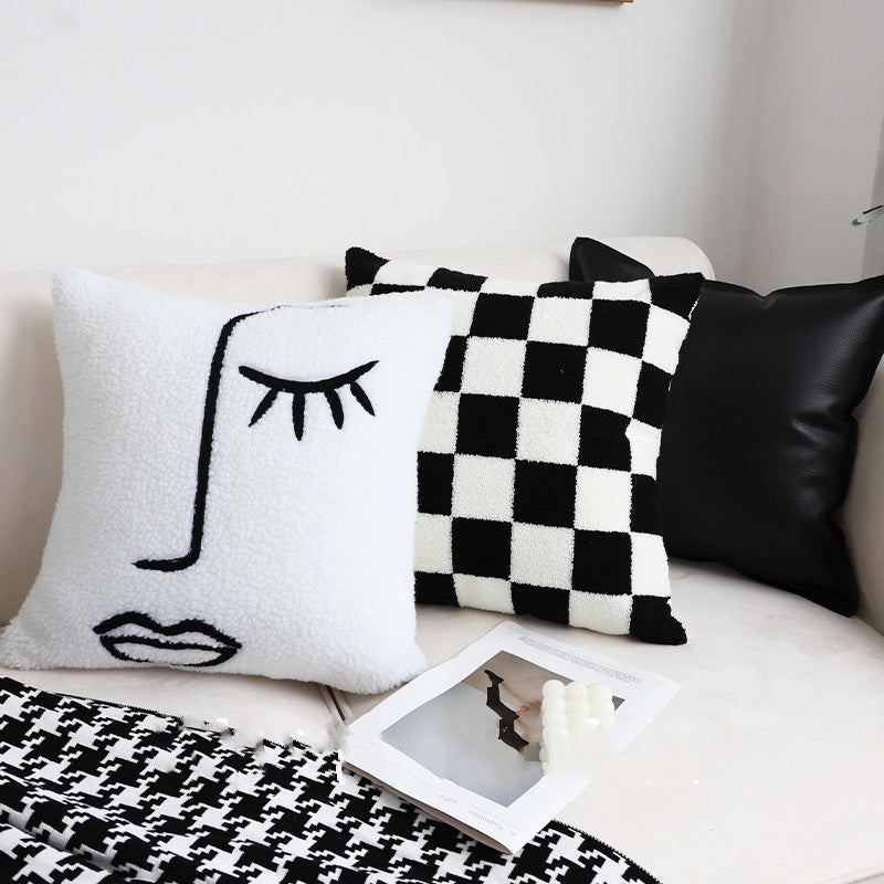 Checkerboard Pillow – Modern Square Sofa & Living Room Cushion