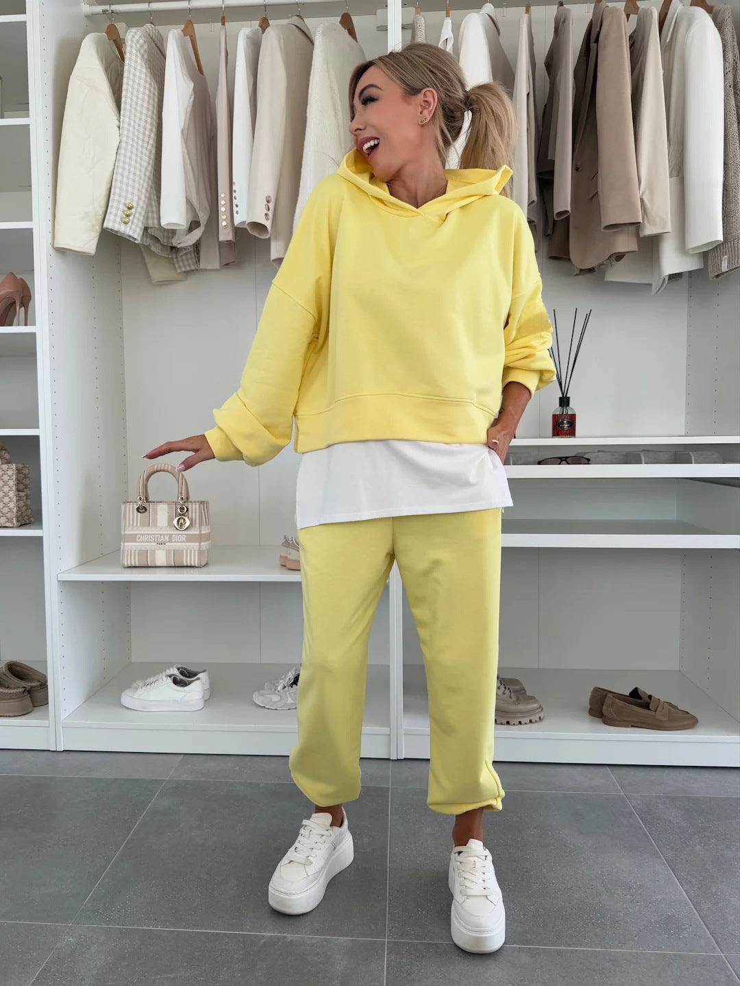 Women’s Color-Block Streetwear Set – Trendy Two-Piece Long Sleeve Top & Pants | Comfortable Outfit