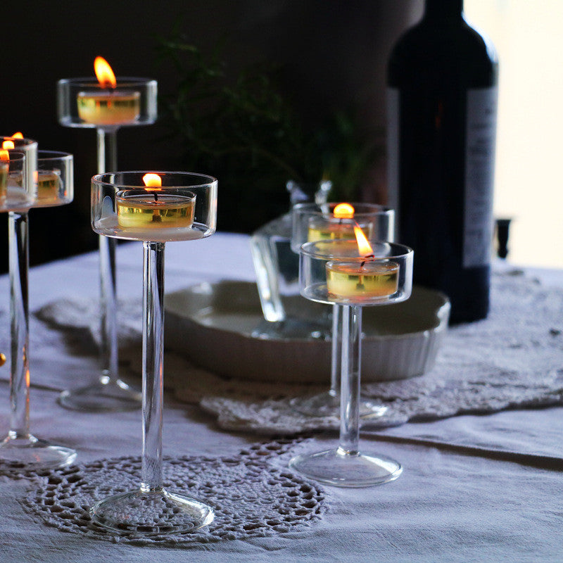 European Style Glass Candle Holder – Elegant Crystal Table Decoration
