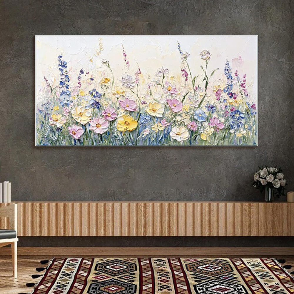 Handmade 3D Flower Oil Painting on Canvas – Modern Palette Knife Wall Art