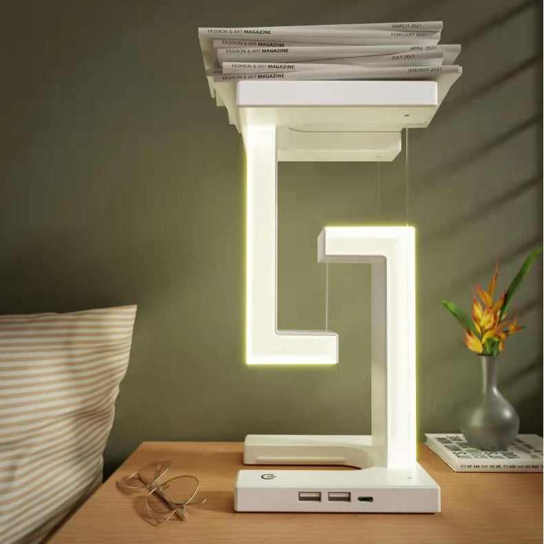 Creative Floating Wireless Charging Table Lamp – Eye Protection LED Night Light for Home & Office