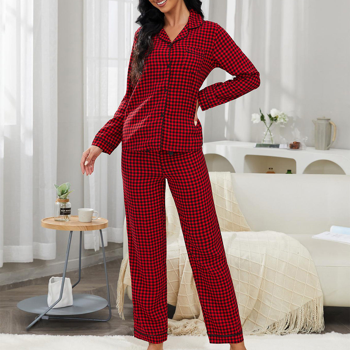 Women’s Rayon Cardigan Lounge Set – Breathable and Cozy Homewear