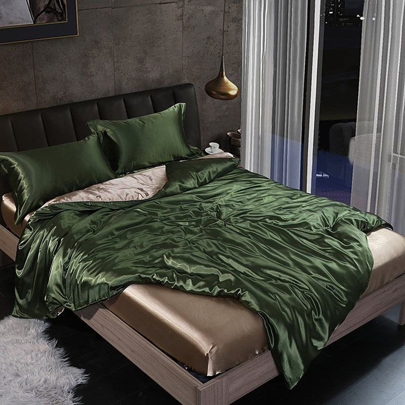 Luxurious Four-Piece Mulberry Silk Quilt Cover – Soft, Breathable & Elegant Bedding Set