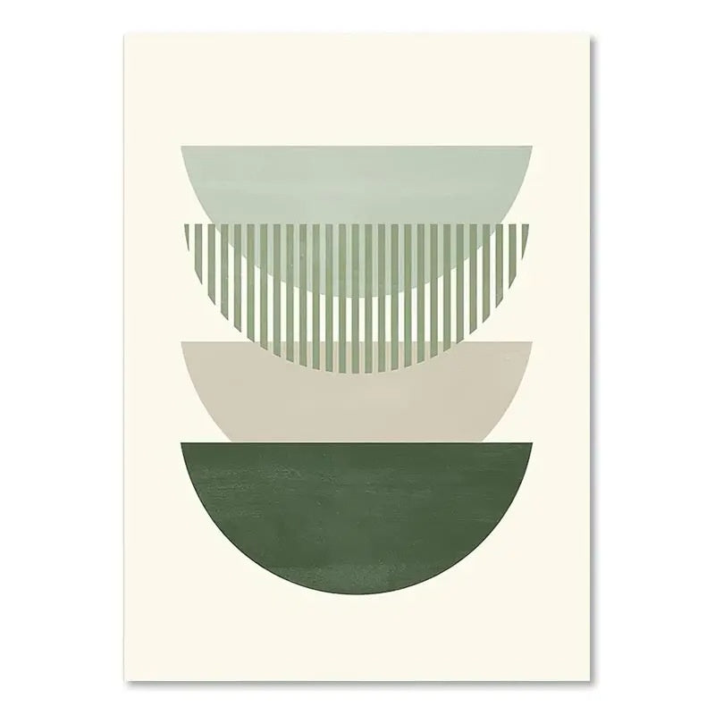 Green Plant Canvas Wall Art – Cartoon-Style Handmade Decorative Painting