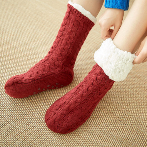 Winter Warm Knitted Plush Floor Socks – Non-Slip Indoor Carpet Socks for Men & Women