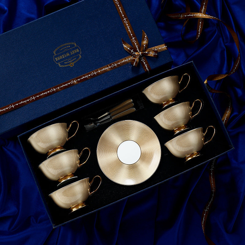 Retro Luxury Tea Cup Set – 6 Cups, Plates & Spoons Gift Set