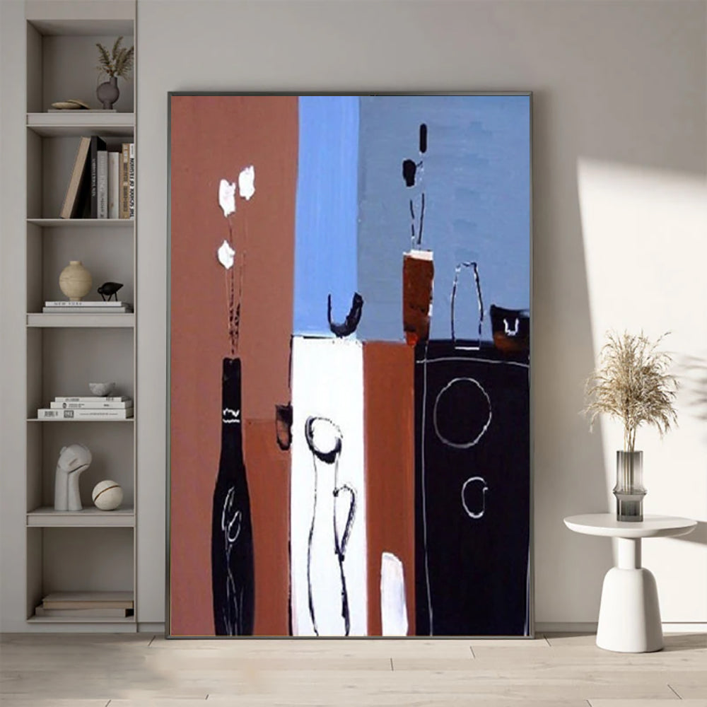 Handmade Abstract Oil Painting Canvas – Modern Rolled Wall Art for Home Decor