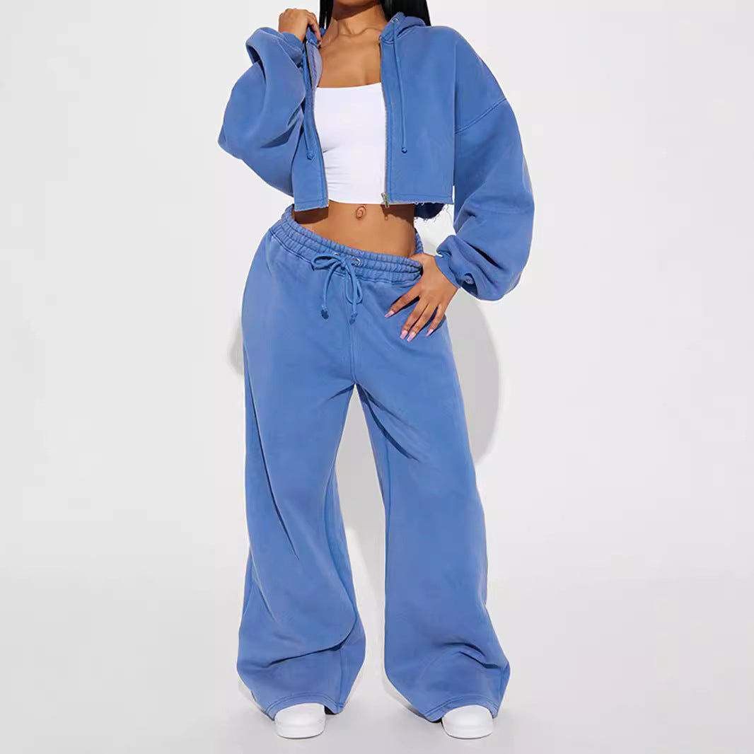 Casual Women’s Two-Piece Set – Lantern Sleeve Top & Trouse