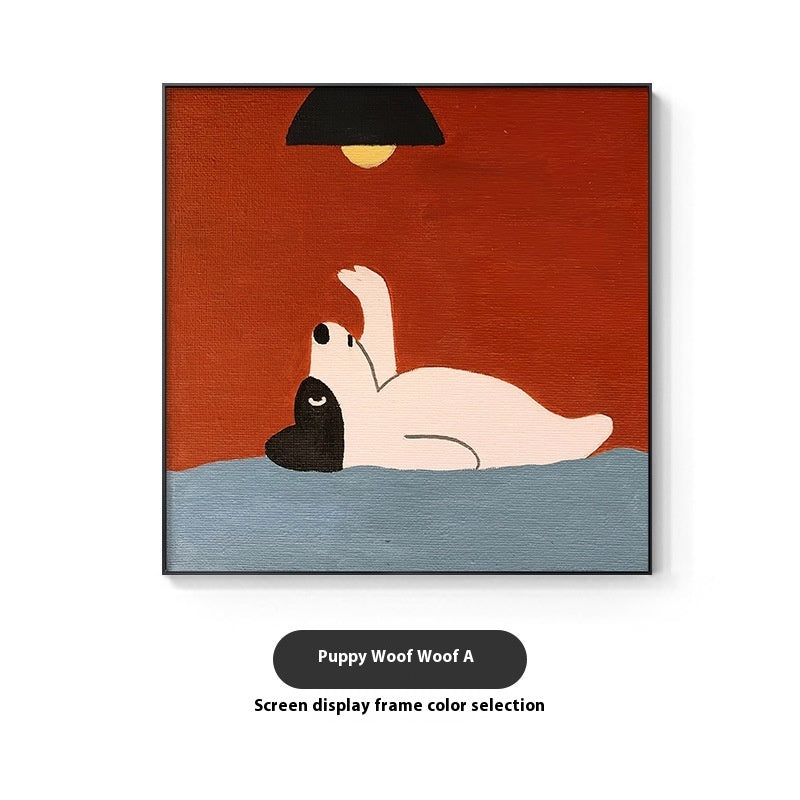 Dog Red Square – Modern Framed Canvas Wall Art