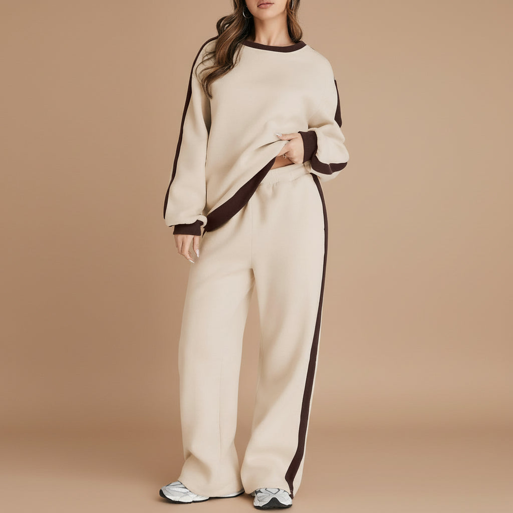 Streetwear Spliced Tracksuit Set – Hipster Long Sleeve Top & Pants | Women’s Street Fashion Outfit