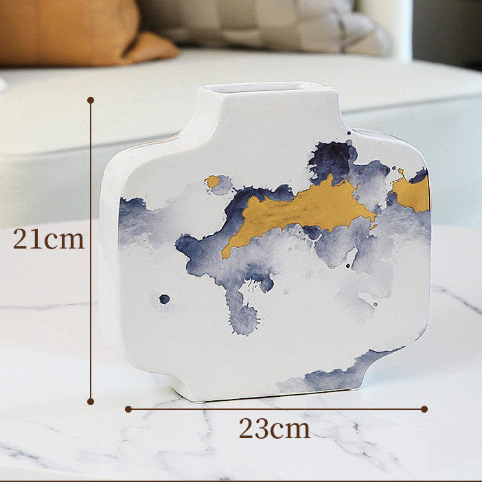 Ceramic Antique Ink Vase – Zen Style Living Room Ornament & Home Décor