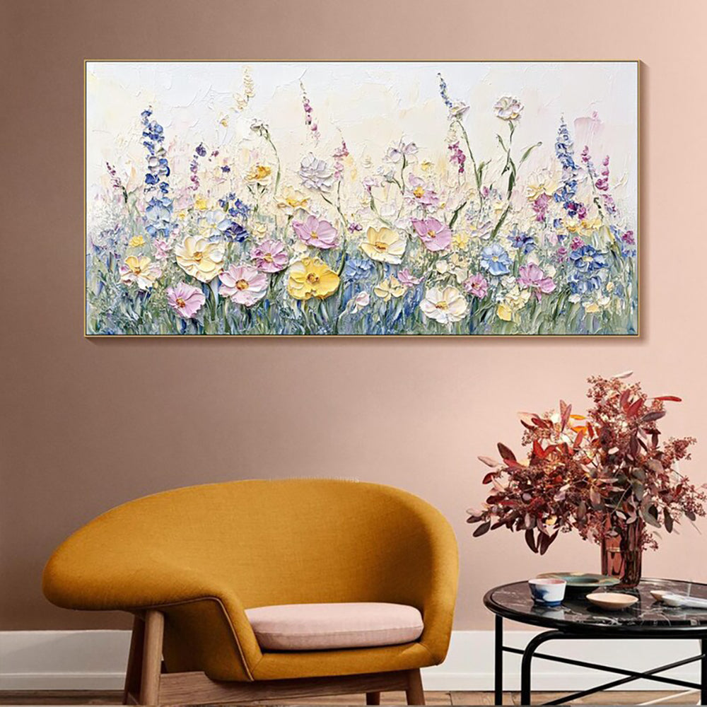 Handmade 3D Flower Oil Painting on Canvas – Modern Palette Knife Wall Art