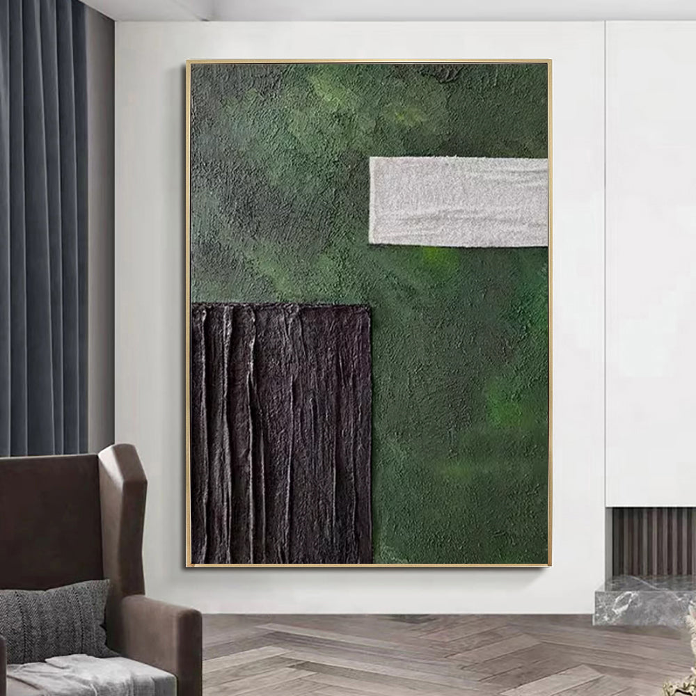 Handmade Green Abstract Oil Painting Canvas – Modern Wall Art for Home Decor