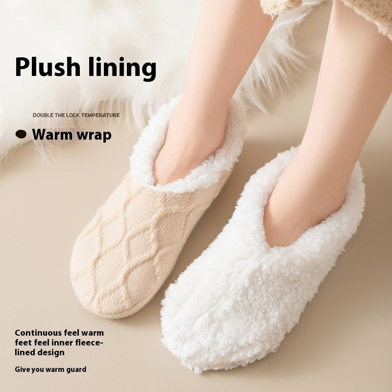 Winter Warm Plush Lined Non-Slip Cotton Slipper Socks – Unisex Thick Thermal Indoor Fuzzy Floor Socks