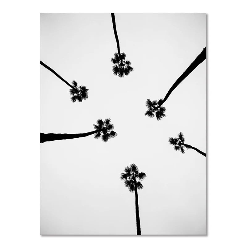 Nordic Modern Black And White Seaside Landscape  – Frameless Spray Paint Hanging Poster