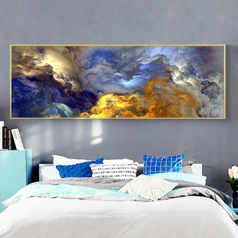 Blue Wave Scroll HD Canvas Painting – Modern Frameless Wall Art