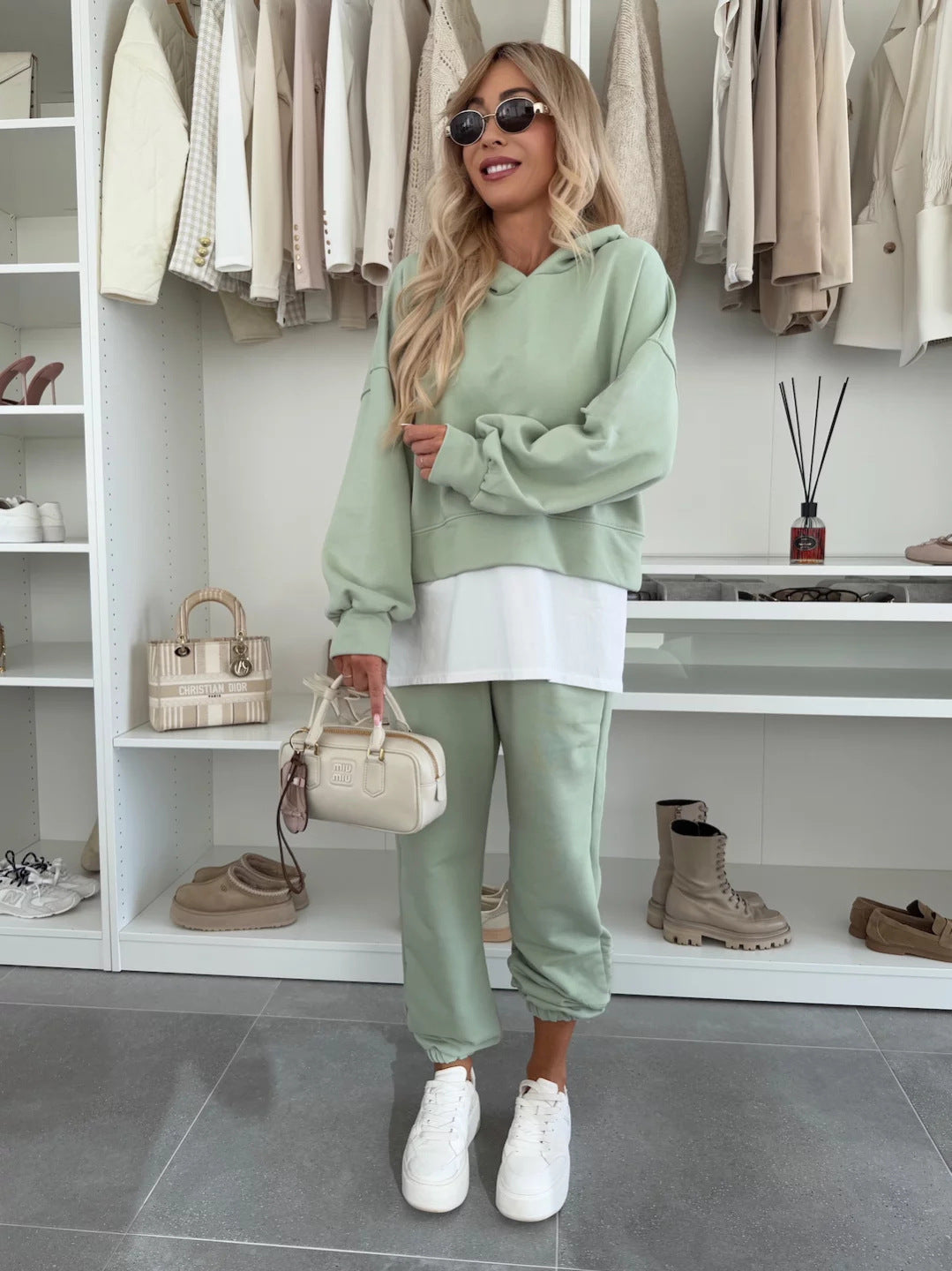 Women’s Color-Block Streetwear Set – Trendy Two-Piece Long Sleeve Top & Pants | Comfortable Outfit
