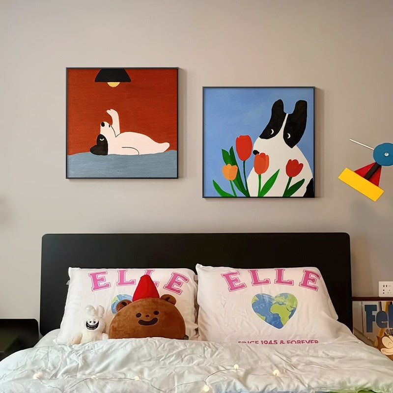 Dog Red Square – Modern Framed Canvas Wall Art