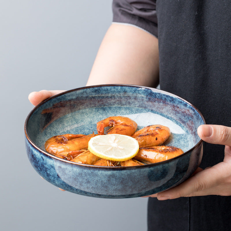 Retro Ceramic Salad Bowls – Glazed Tableware Set of 4