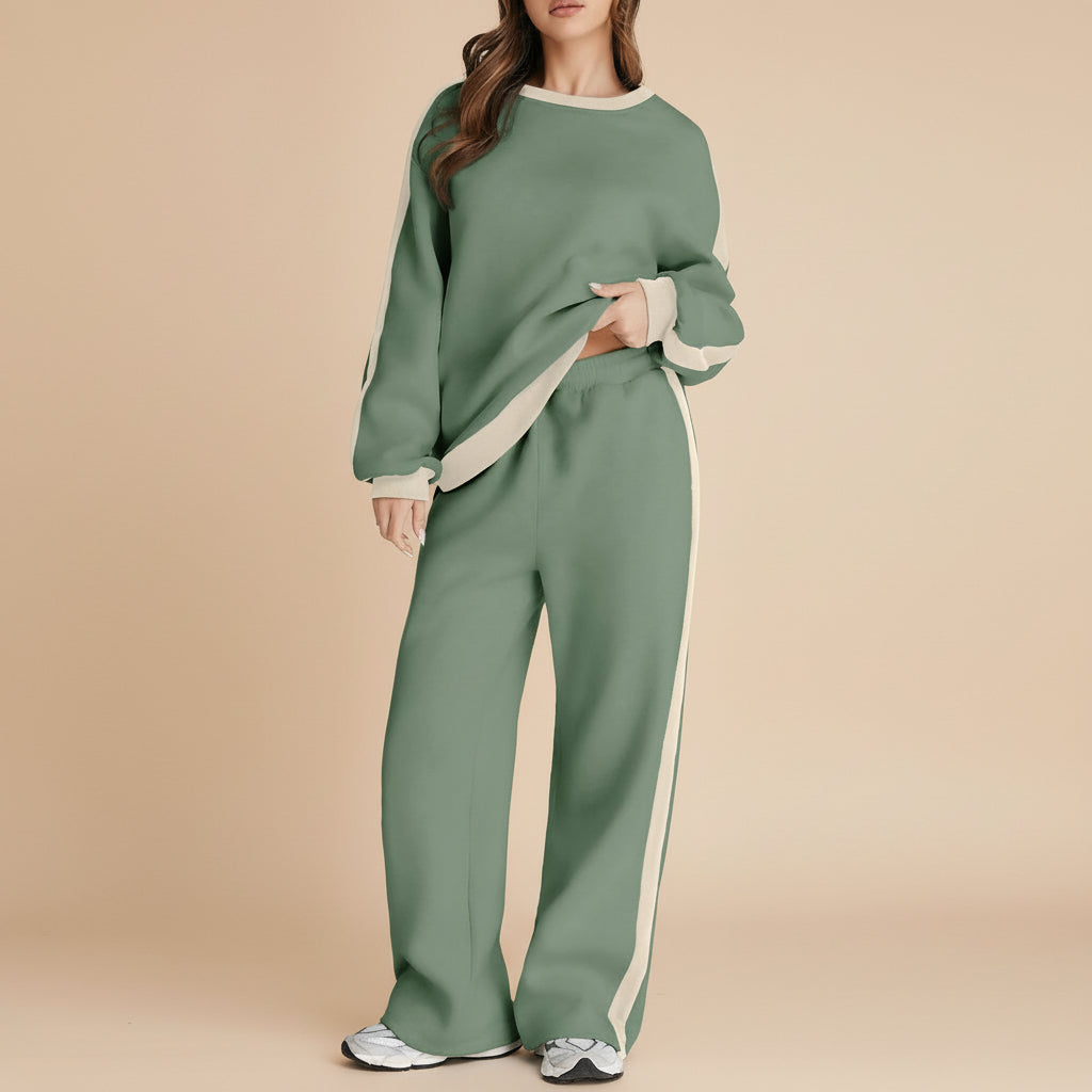 Streetwear Spliced Tracksuit Set – Hipster Long Sleeve Top & Pants | Women’s Street Fashion Outfit