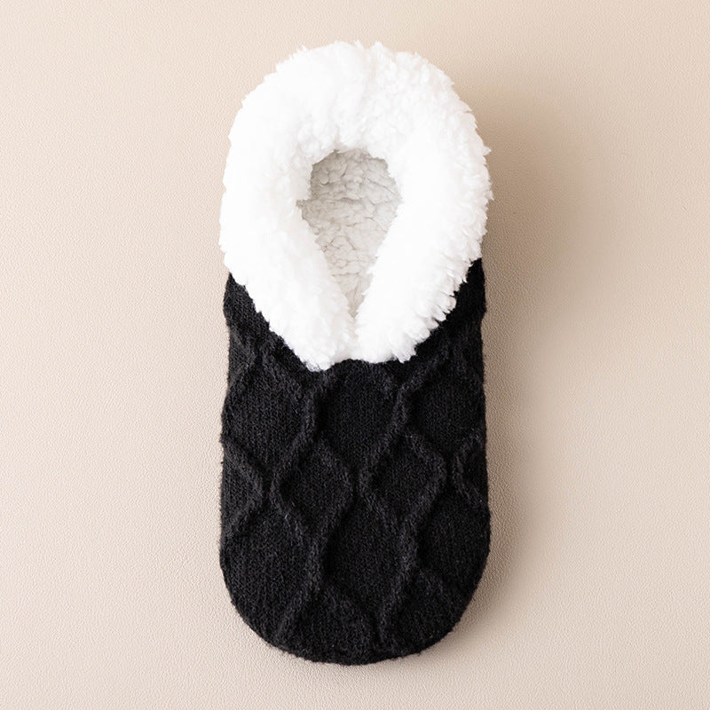 Winter Warm Plush Lined Non-Slip Cotton Slipper Socks – Unisex Thick Thermal Indoor Fuzzy Floor Socks