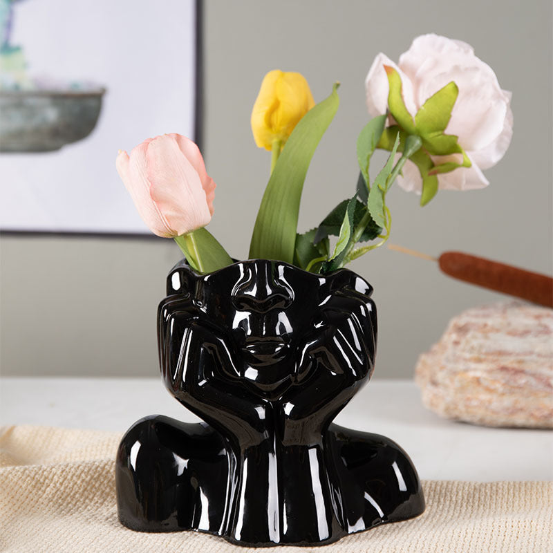 Modern Ceramic Flower Vase Sculpture – Elegant Home Decor Flowerpot for Living Spaces
