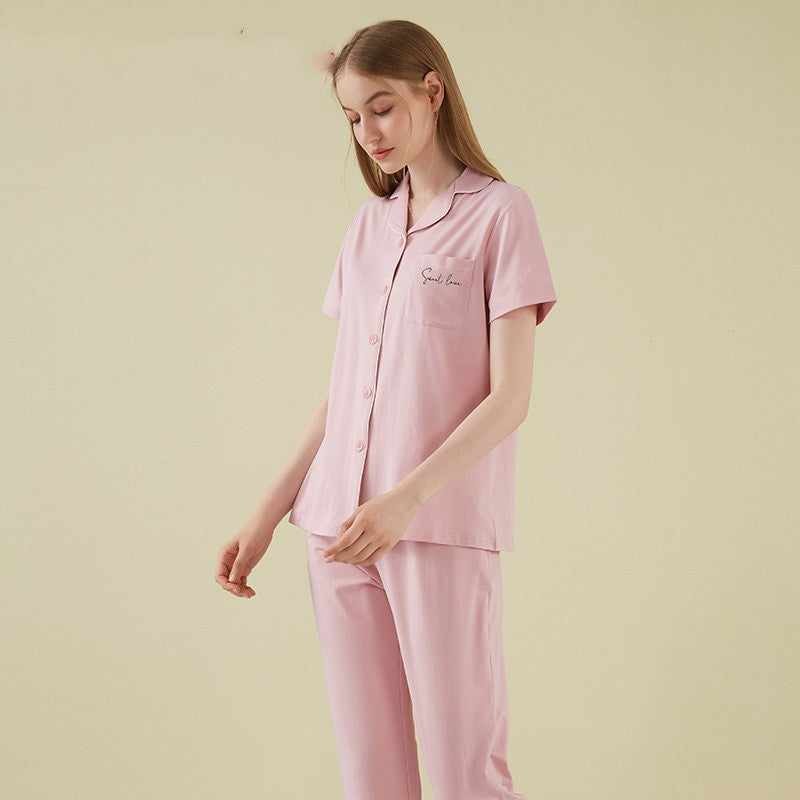 Soft Cotton Loungewear Set for Women – Lightweight 2-Piece Top & Trousers