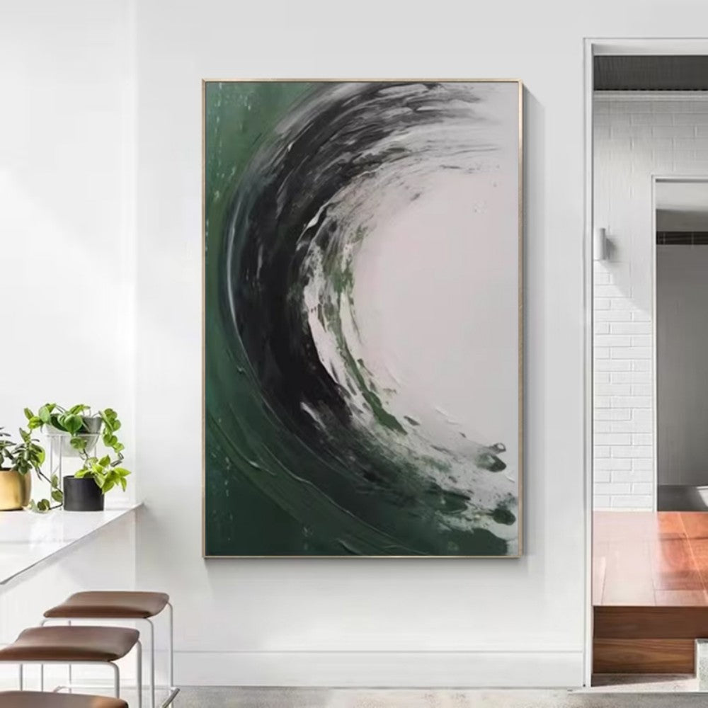 Handmade Green Abstract Oil Painting Canvas – Modern Wall Art for Home Decor