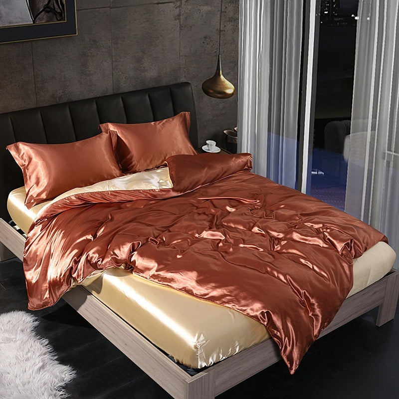 Luxurious Four-Piece Mulberry Silk Quilt Cover – Soft, Breathable & Elegant Bedding Set