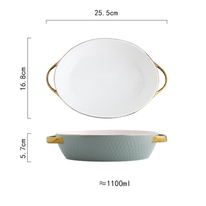 Rectangular Oval Diamond Ceramic Bake Tray – Microwave-Safe Dish