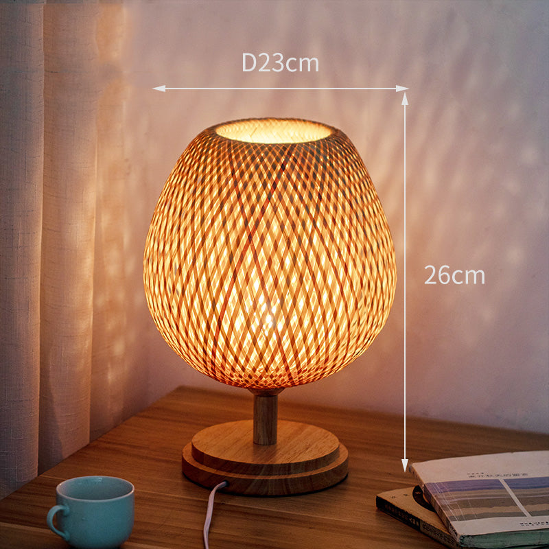 Bamboo Woven Table Lamp – Japanese Zen Style for Bedroom & Living Room